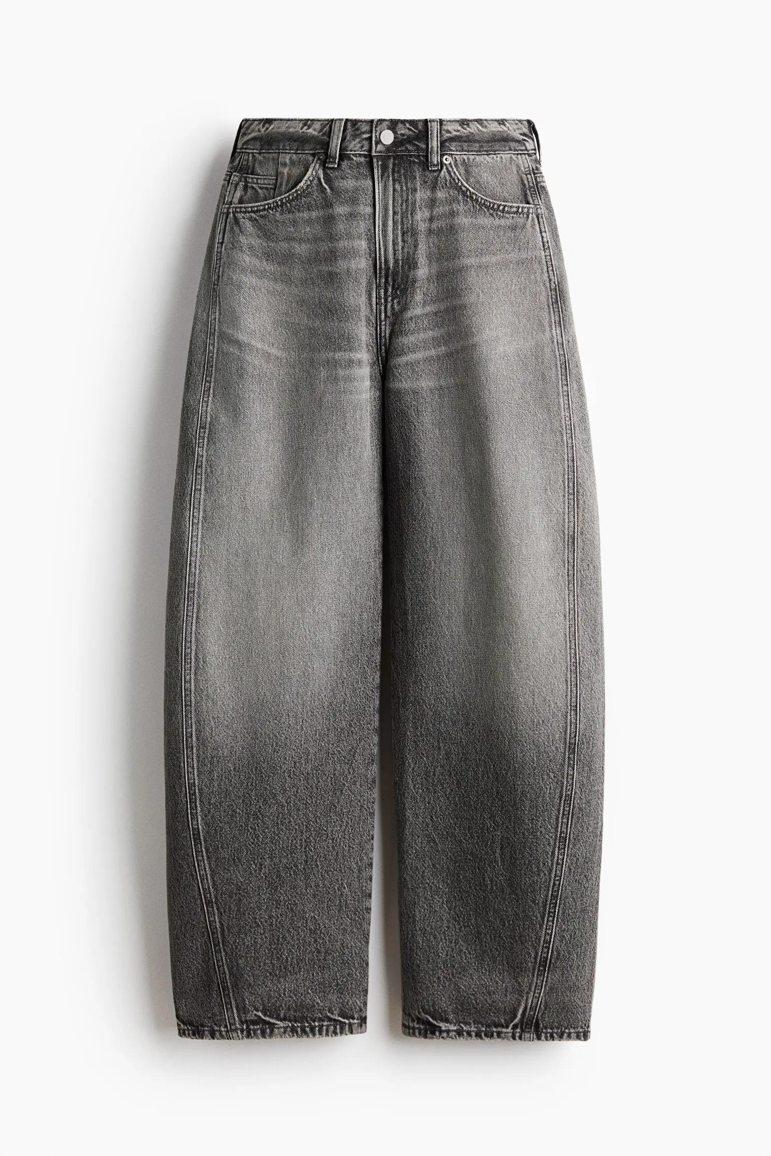 Faded Grey Wide-Leg Jeans