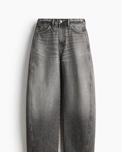 Ausgeblichene graue Wide-Leg-Jeans