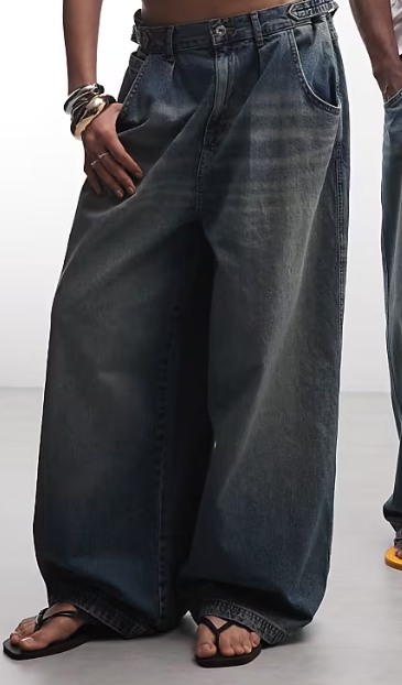 Dark-Wash Wide-Leg Jeans