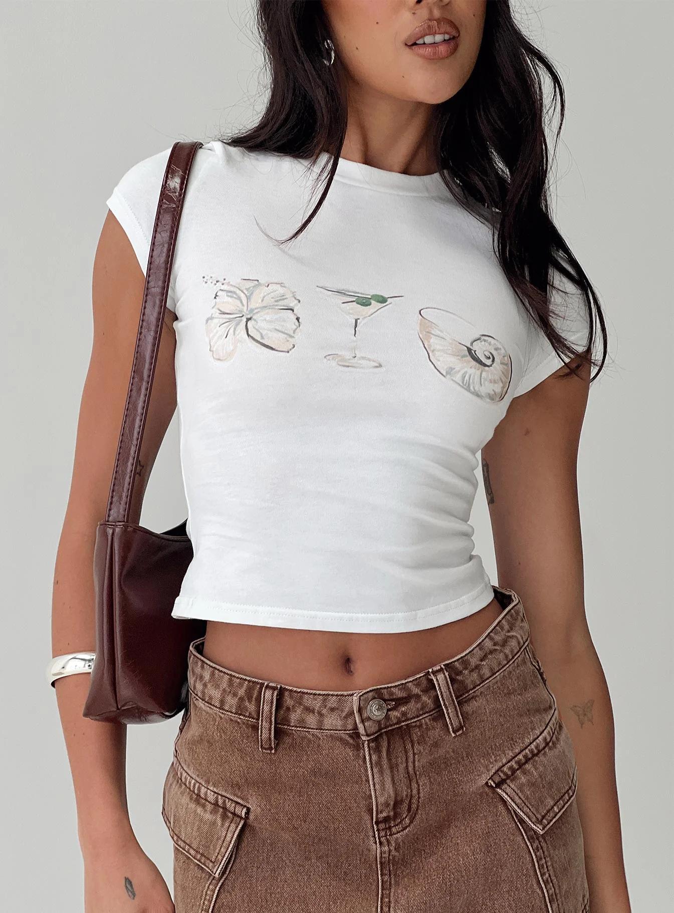 White Graphic Fitted T-Shirt