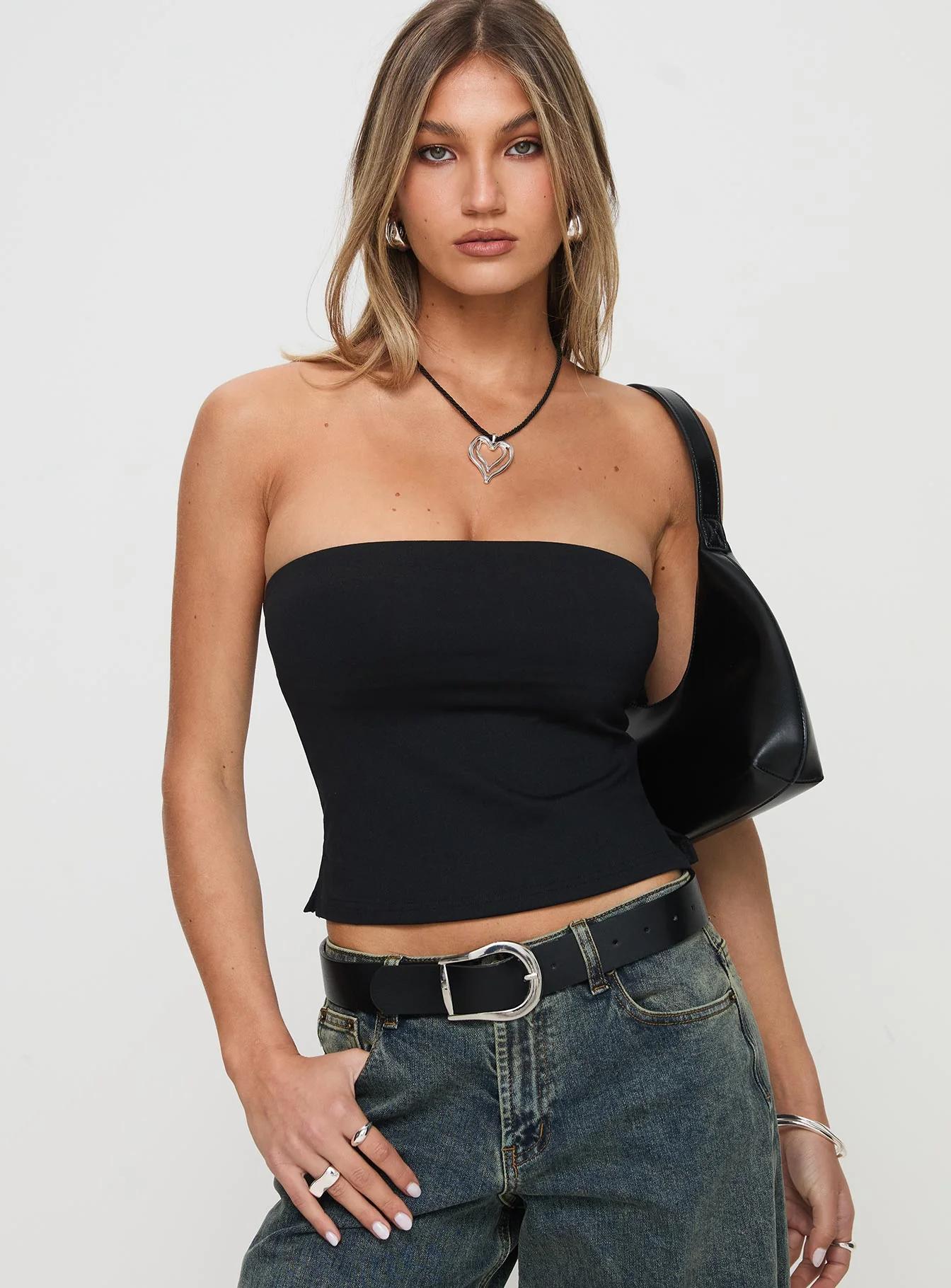 Black Strapless Tube Top