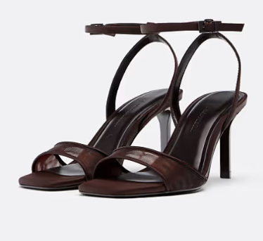 Dark Brown Ankle-Strap Stiletto Sandals