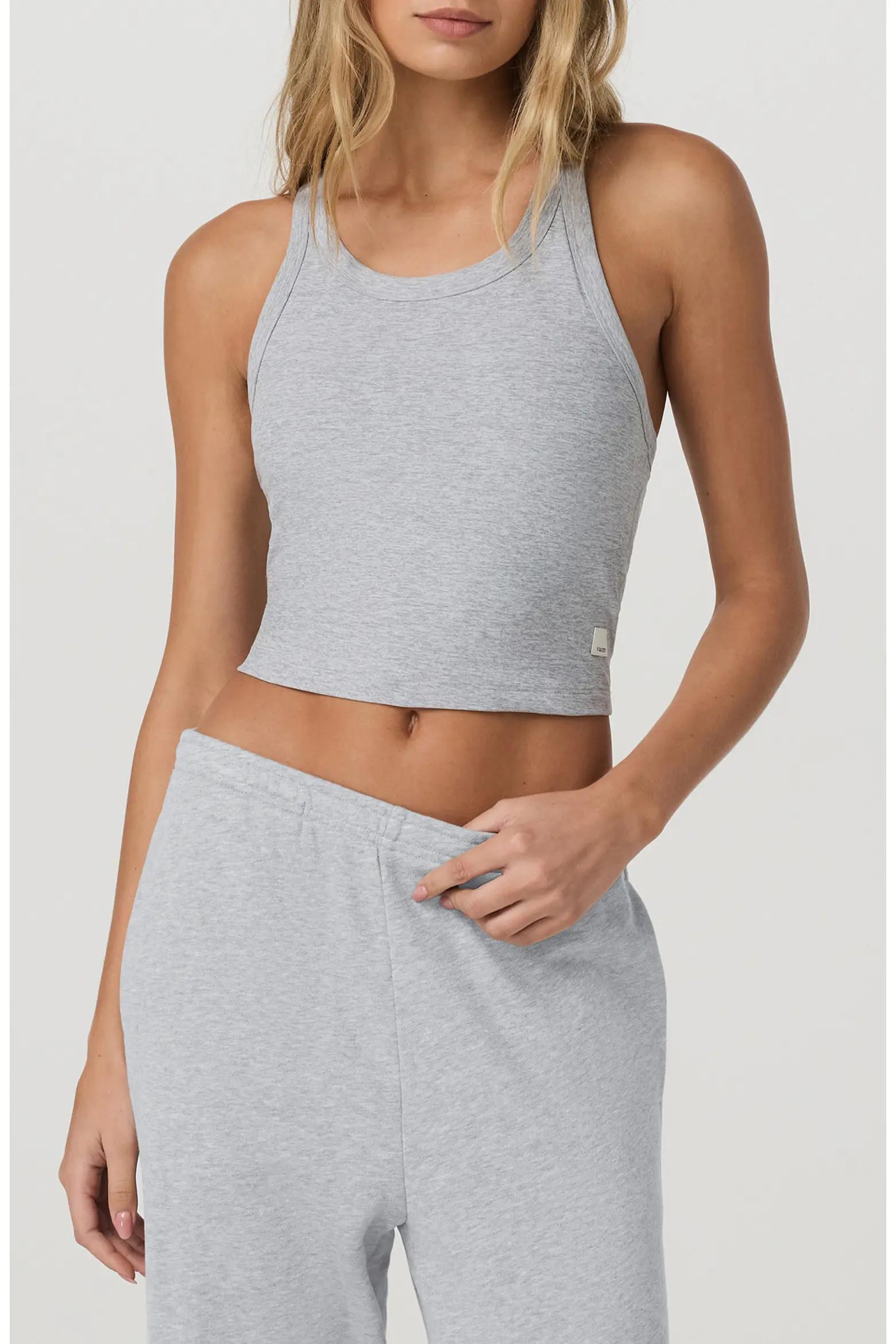 Grey Racerback Crop Tank