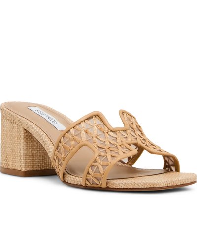 Woven Raffia Block Heel Mules