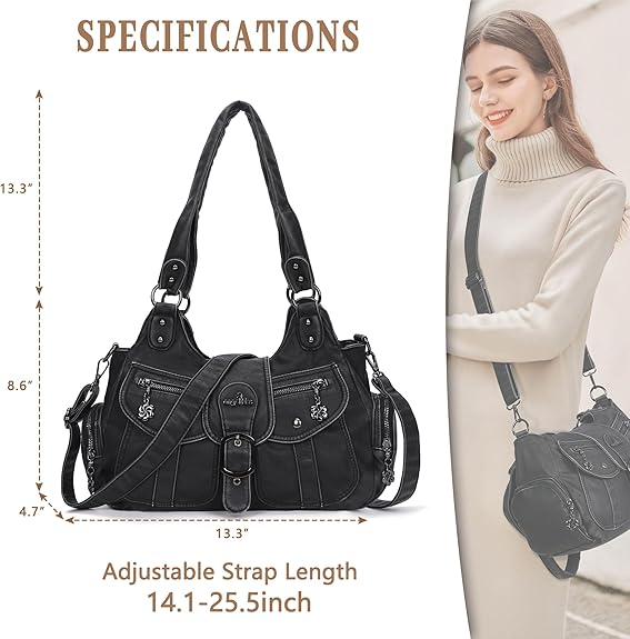 Black Studded Buckle Shoulder Bag