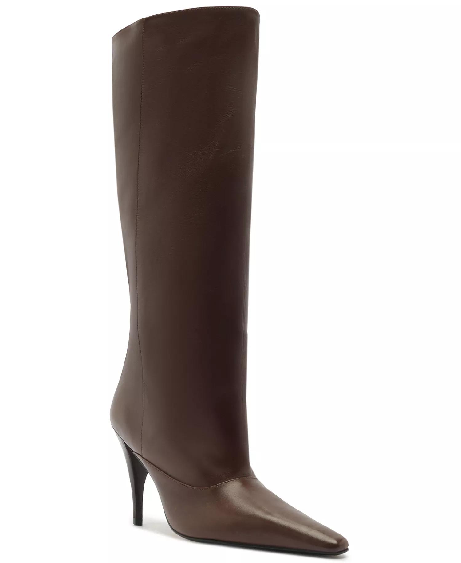 Brown Heeled Knee-High Boots