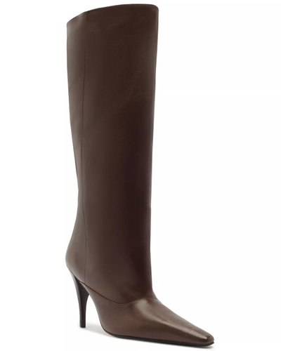 Brown Heeled Knee-High Boots