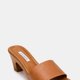 Tan Leather Heeled Mules