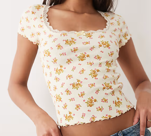 Yellow Daisy Floral Crop Top