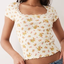 Yellow Daisy Floral Crop Top