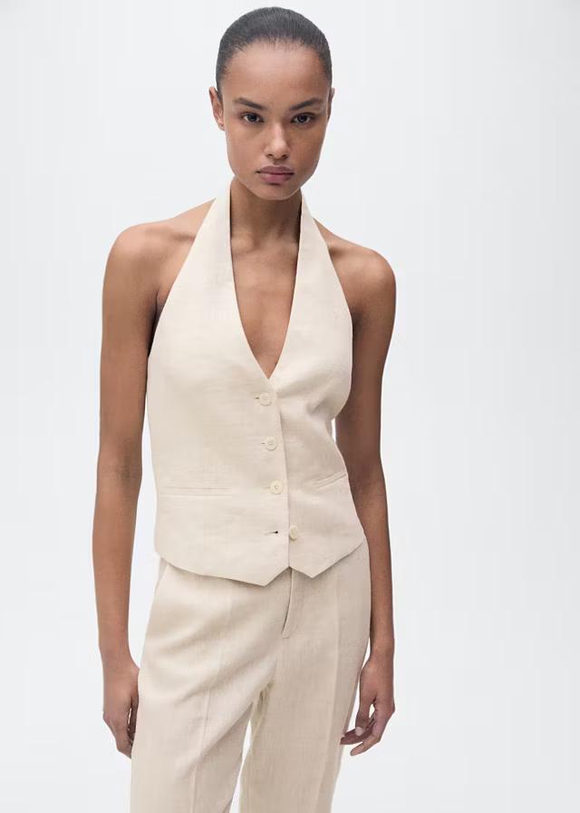 Ivory Halter Waistcoat Top