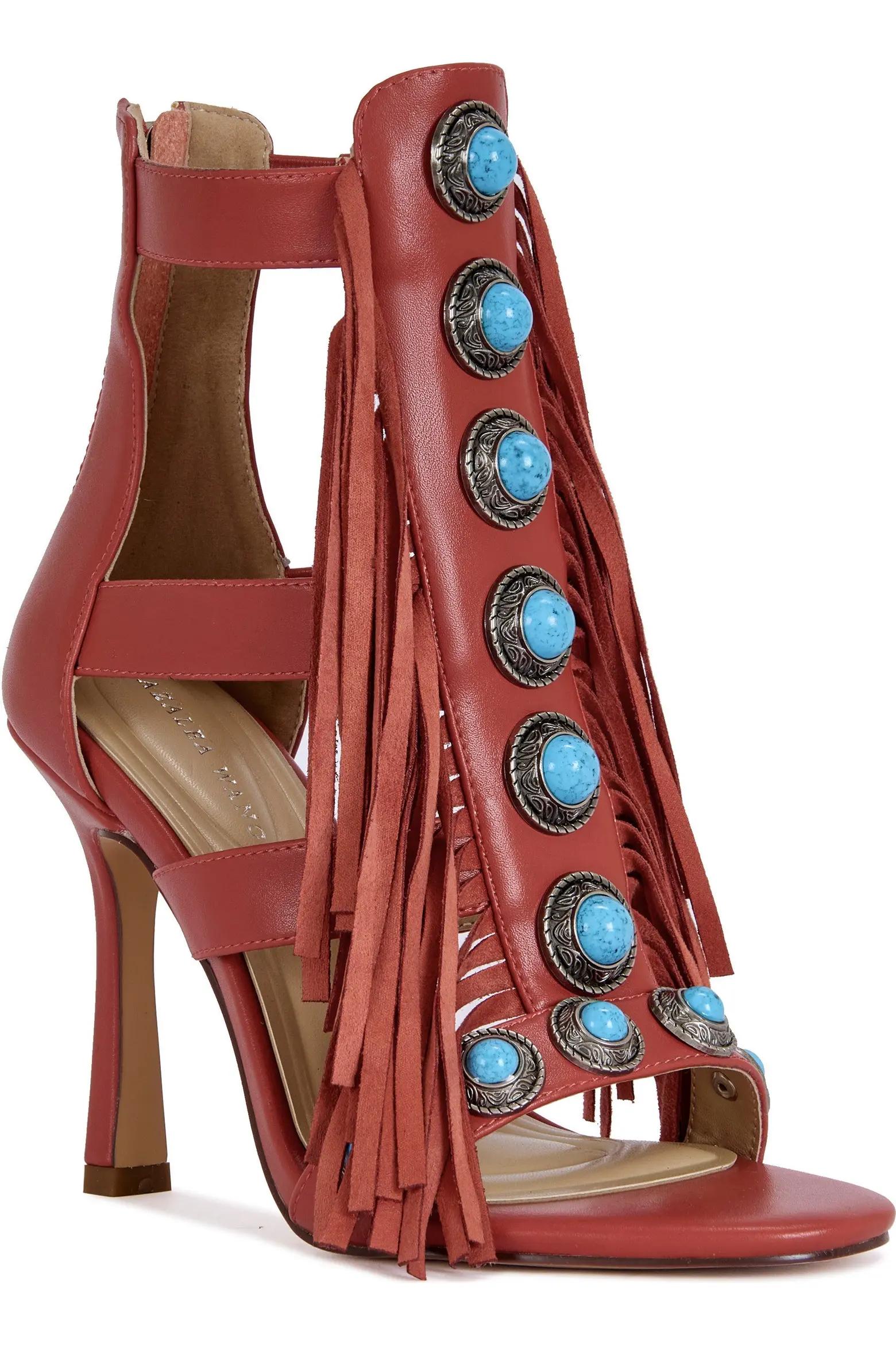 Burgundy Fringe Heels