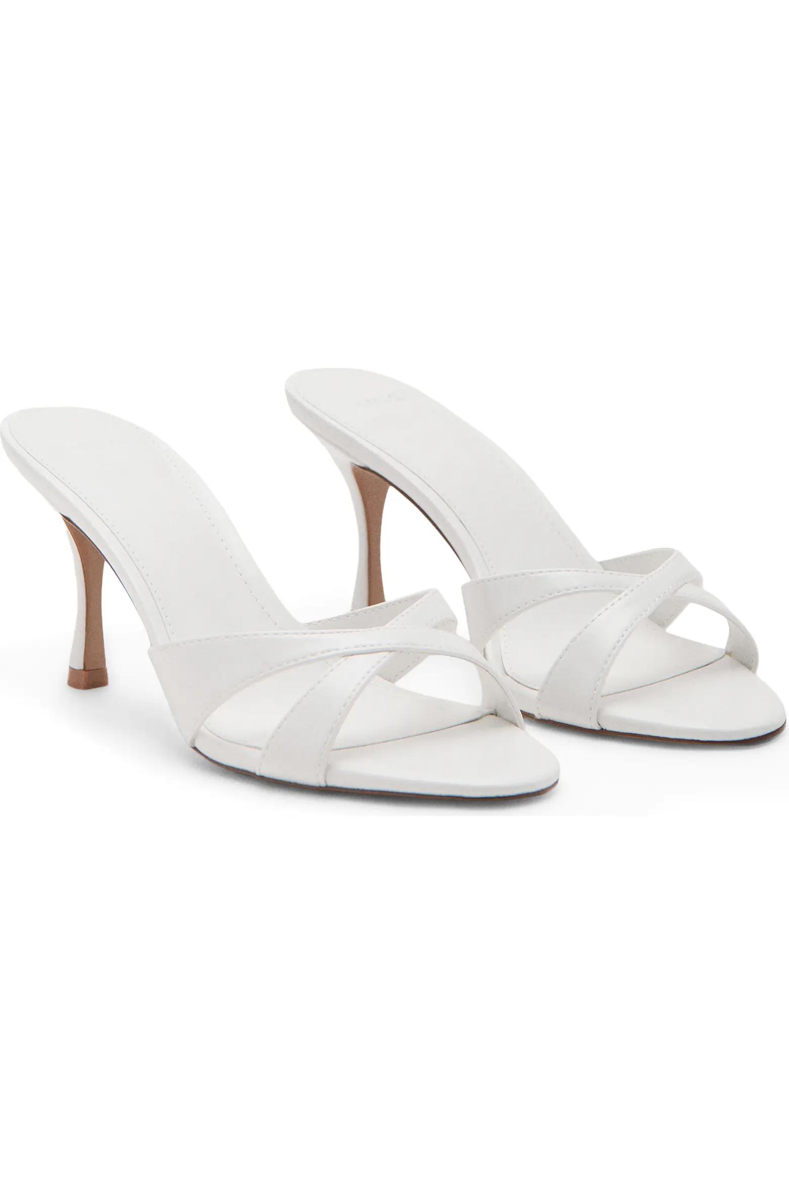 White Bow Heeled Mules