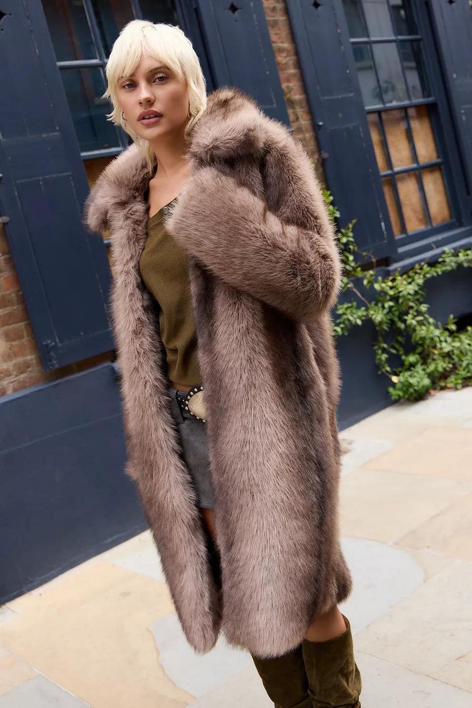 Mauve Faux Fur Coat