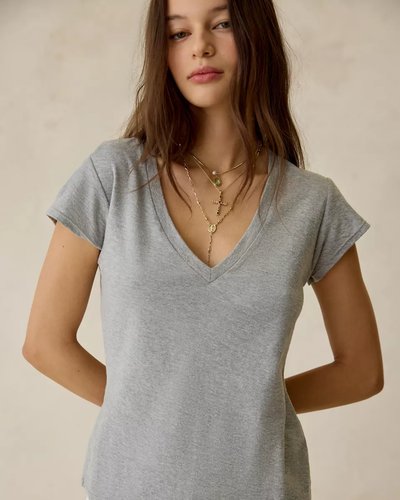 Grey V-Neck Fitted T-Shirt