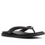 Black Leather Flip-Flop Sandals