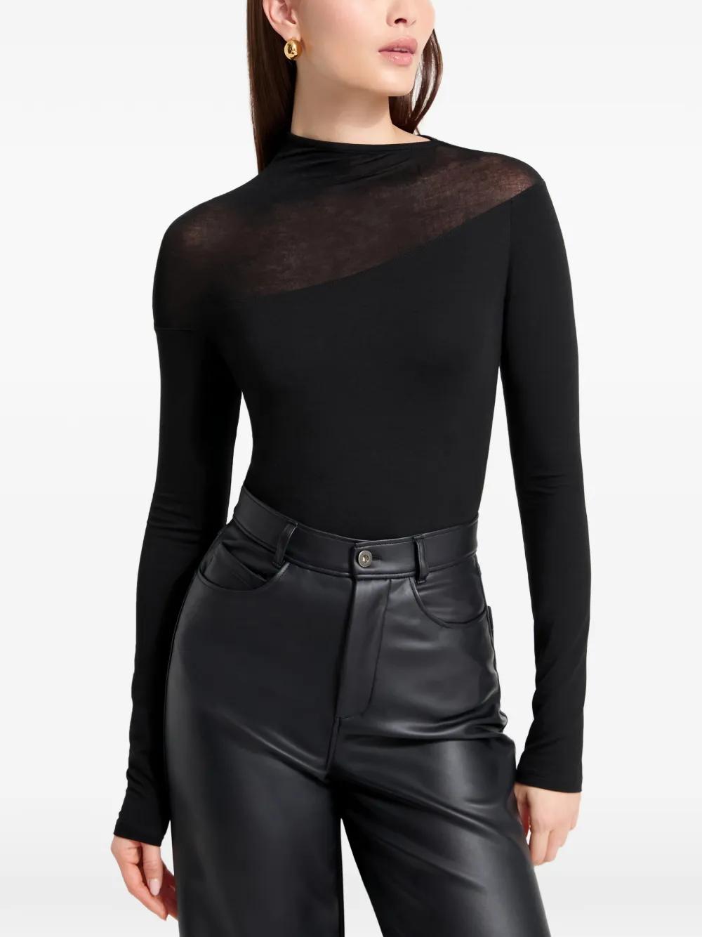 Black Sheer Panel Bodysuit