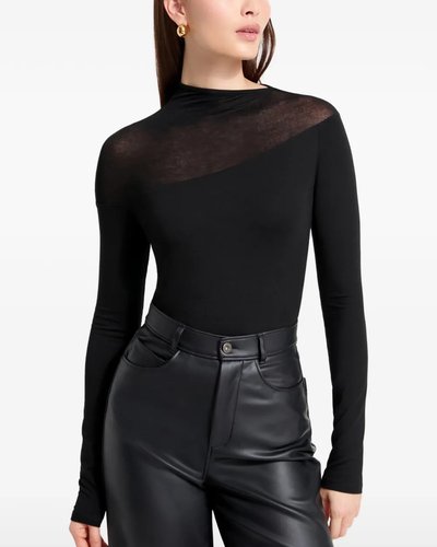 Black Sheer Panel Bodysuit