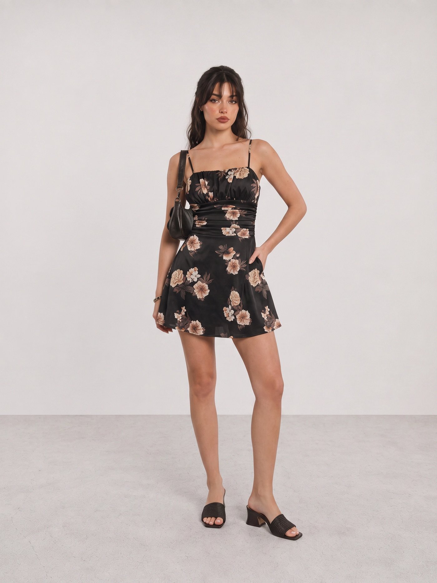 Black Floral Mini Dress Outfit
