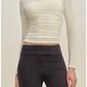 Cream Ruched Mesh-Panel Top