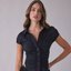 Navy Ruched Short-Sleeve Shirt