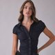 Navy Ruched Short-Sleeve Shirt