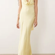 Pale Yellow Satin Cowl Halter Gown