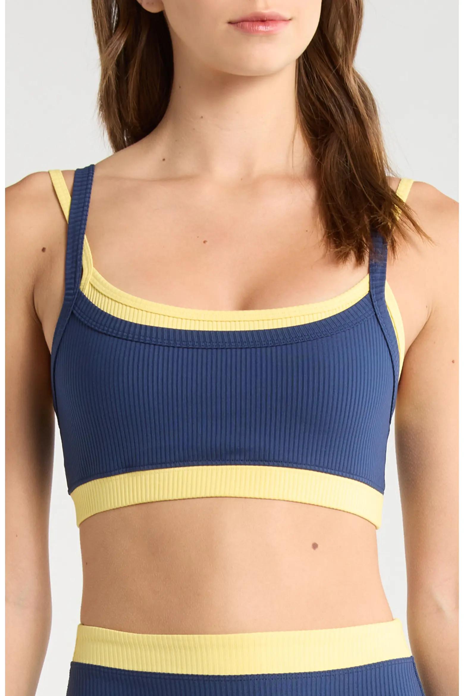 Navy Contrast-Trim Sports Bra