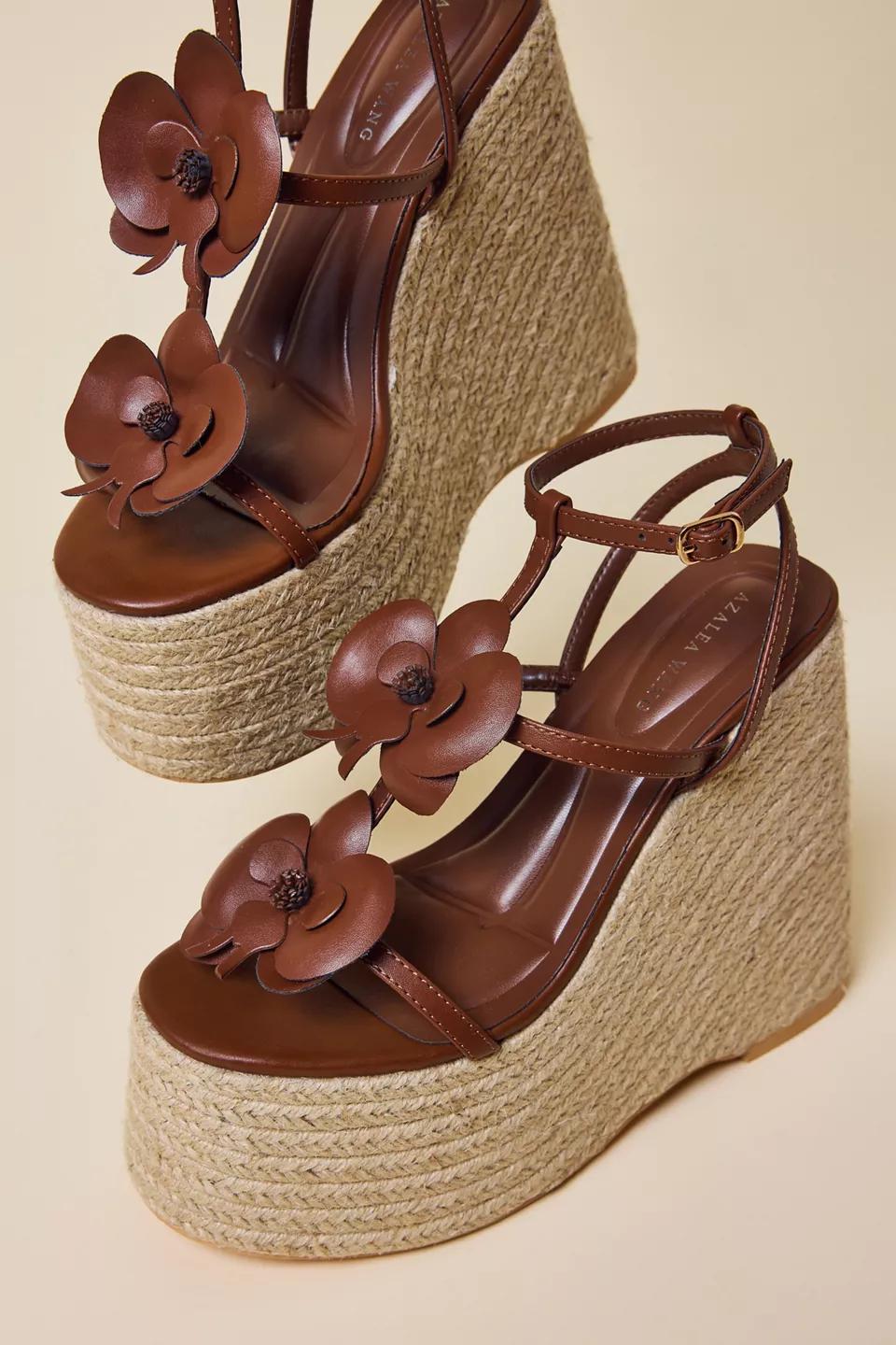 Brown Flower Espadrille Wedges