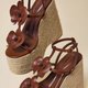 Brown Flower Espadrille Wedges