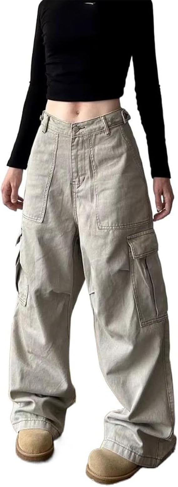 Ivory Wide-Leg Cargo Pants