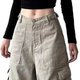 Ivory Wide-Leg Cargo Pants