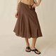Brown Flowing Midi Skirt