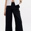 Black Fold-Over Wide-Leg Pants