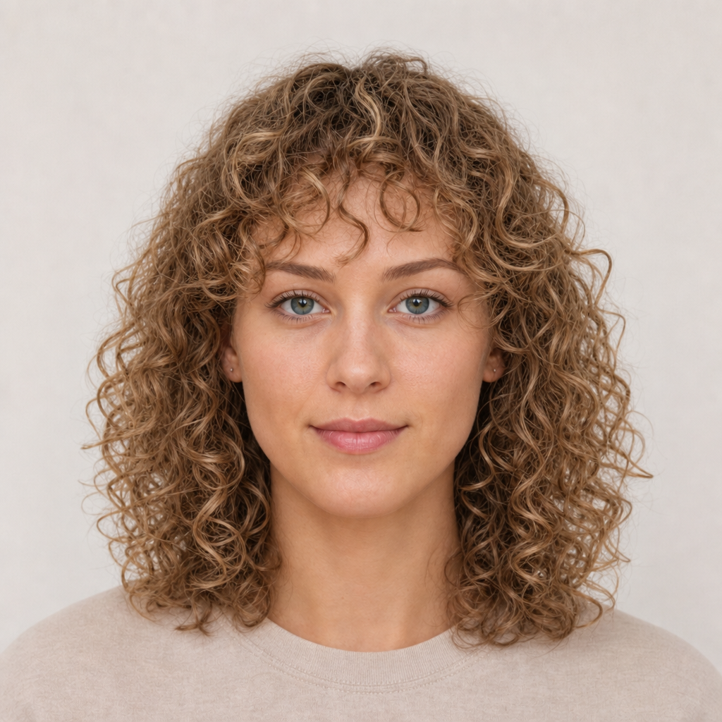 Curly Bob with Bangs