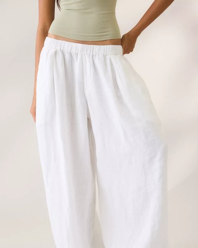 White Linen Wide-Leg Trousers
