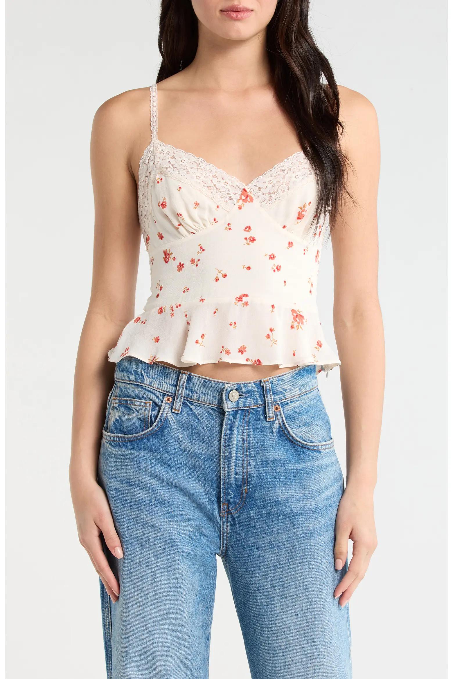 White Floral Fitted Cami