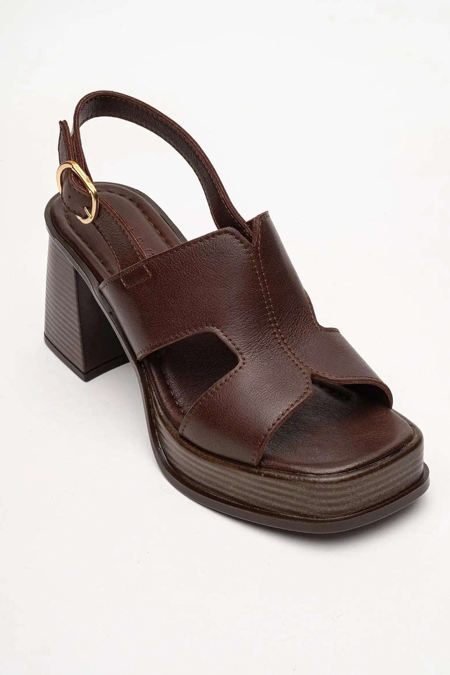 Brown Slingback Heeled Sandals