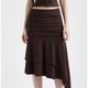 Brown Asymmetric Layered Skirt
