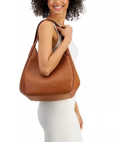 Braune geflochtene Hobo-Tasche