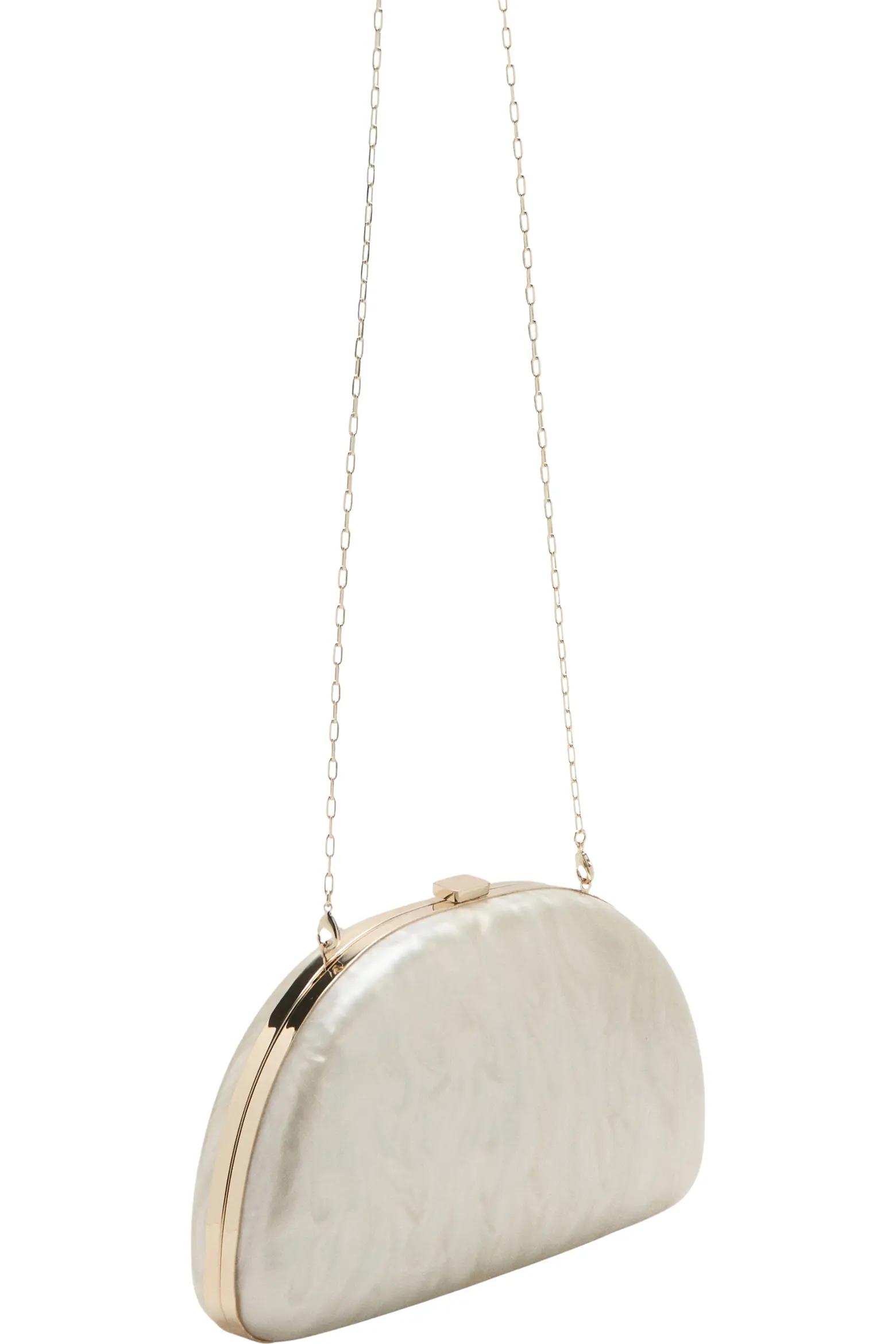 Ivory Pearl-Effect Frame Clutch