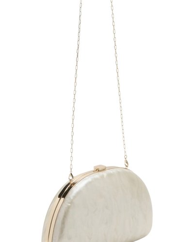 Ivory Pearl-Effect Frame Clutch