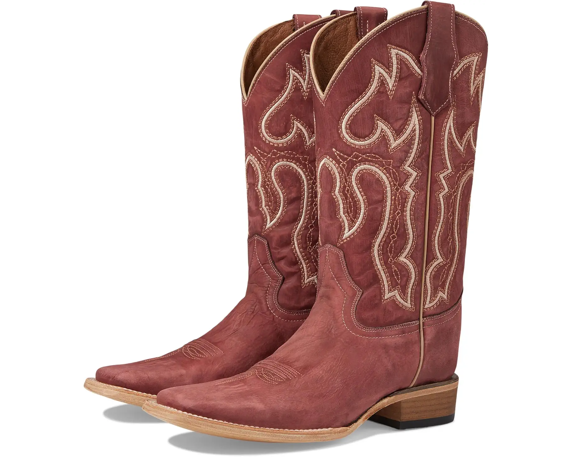 Burgundy Embroidered Cowboy Boots