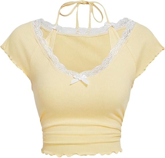 Yellow Ruffle Short-Sleeve Top