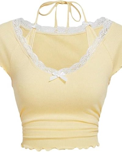 Yellow Ruffle Short-Sleeve Top