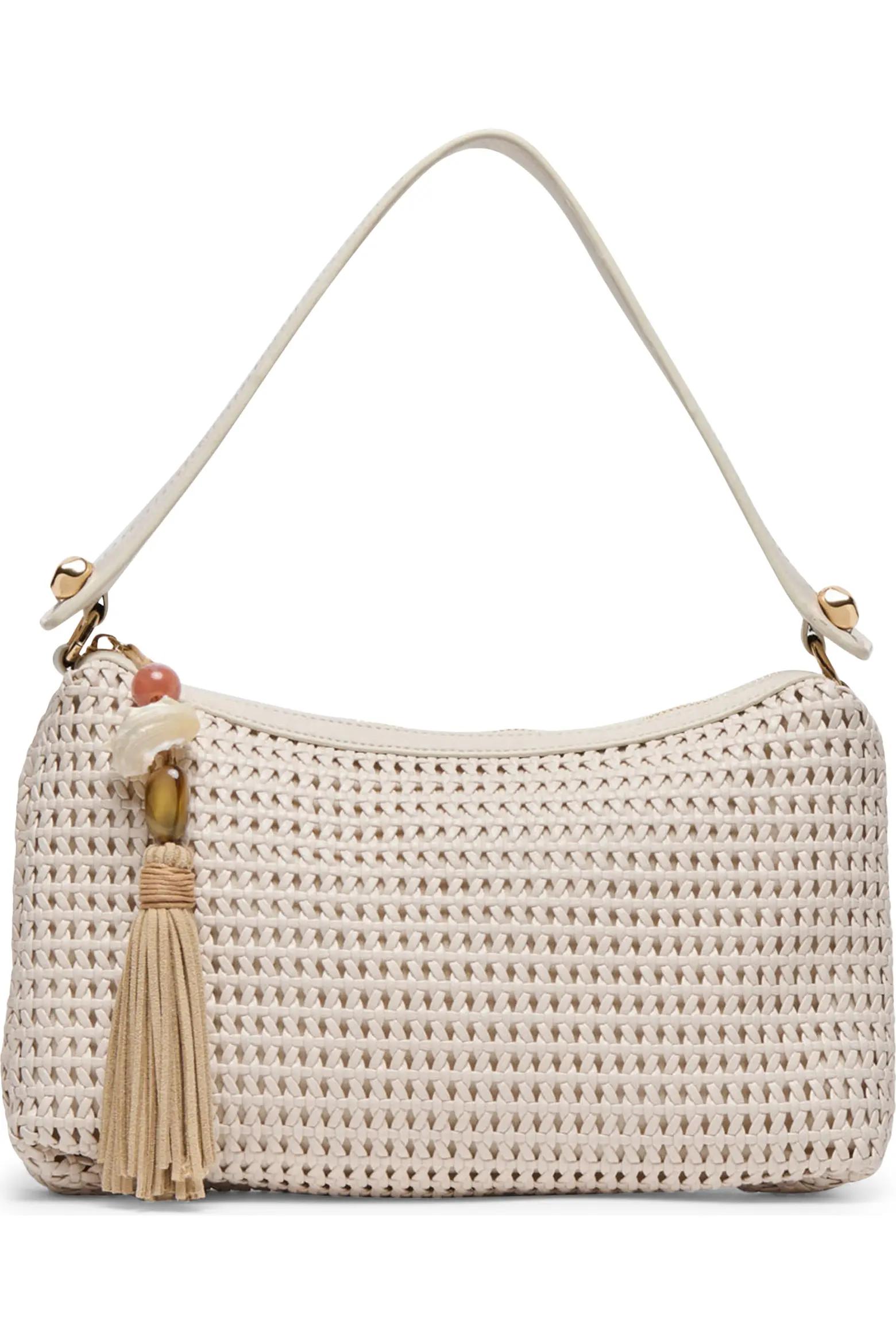 Cream Woven Shoulder Bag