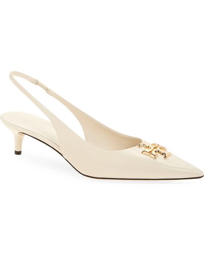Ivory Kitten-Heel Slingback Pumps