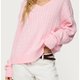 Pink Oversized Cable Knit Sweater