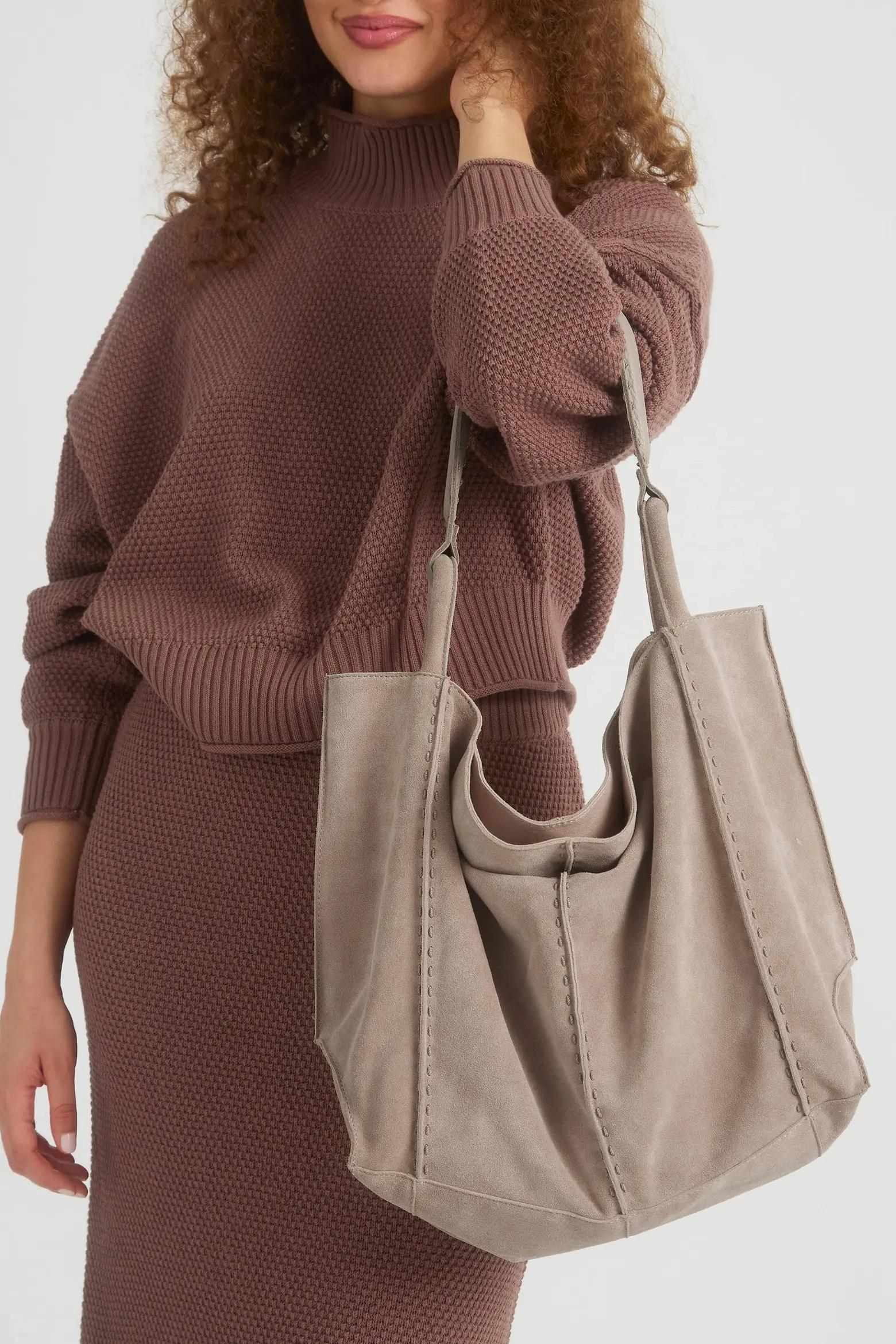 Taupe Slouchy Shoulder Bag