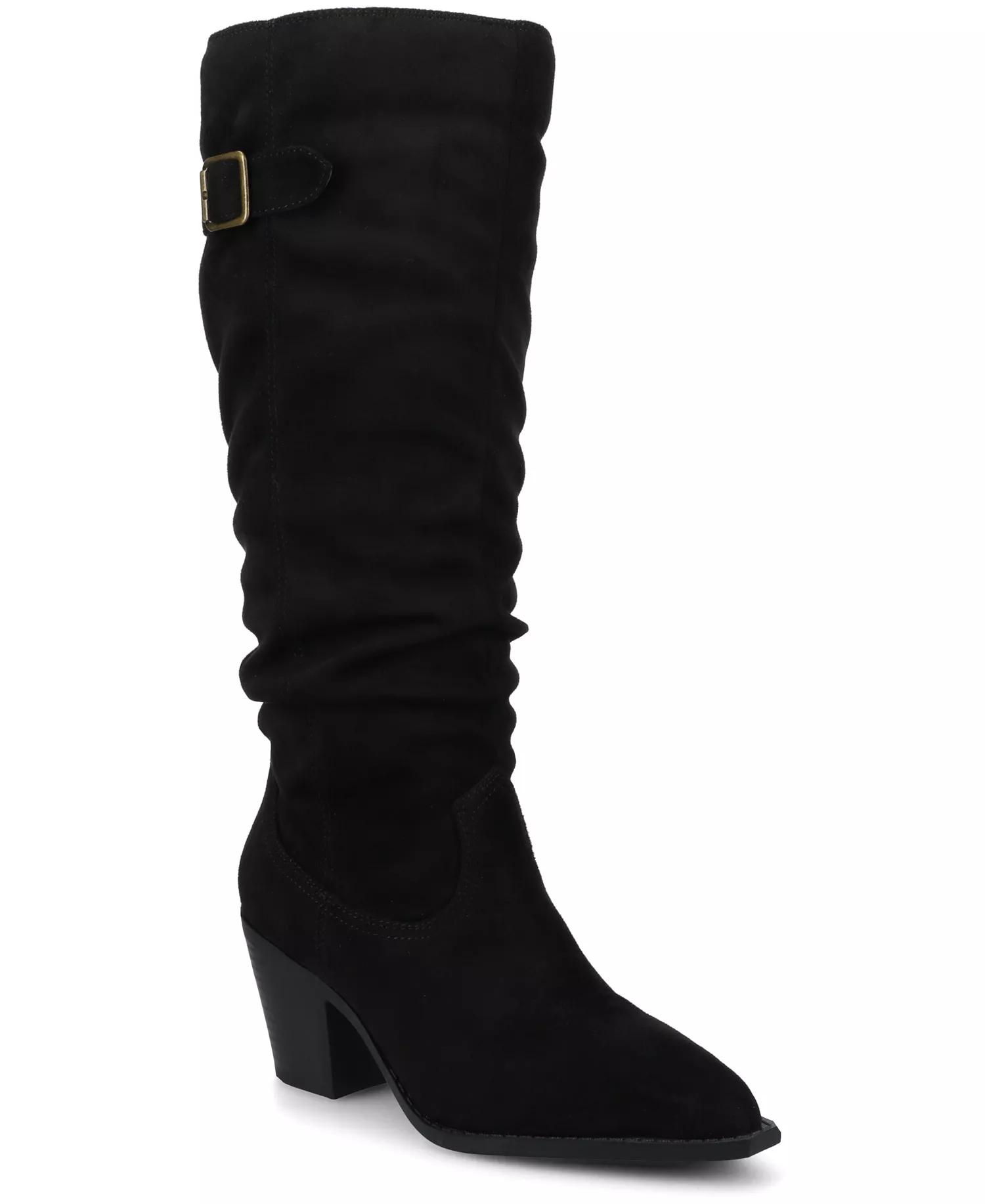 Black Suede Slouchy Knee Boots